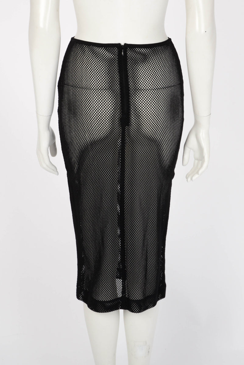 Dolce & Gabbana Black Mesh Fishnet Skirt Suit IT 40