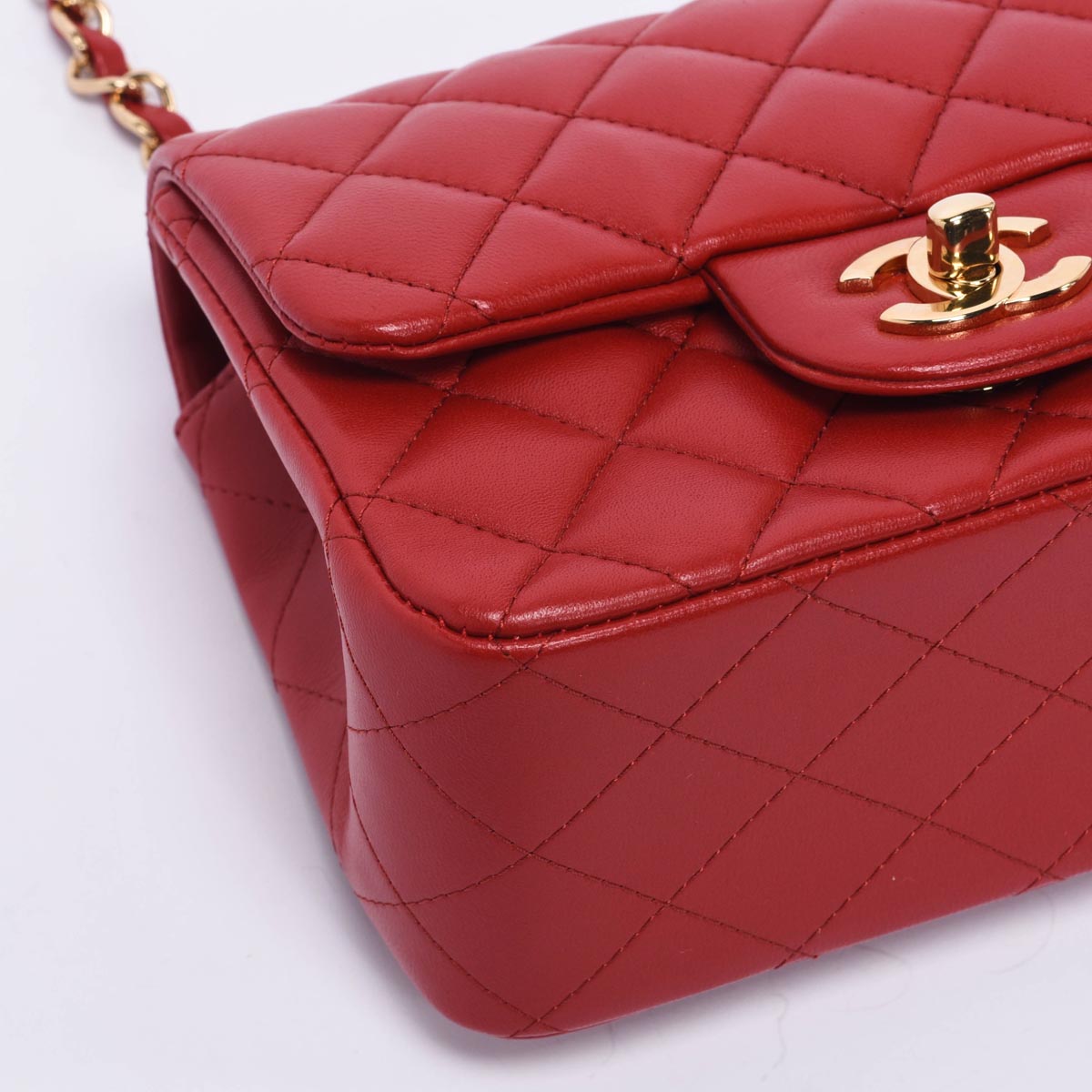 Chanel Red Quilted Lambskin Mini Flap Bag