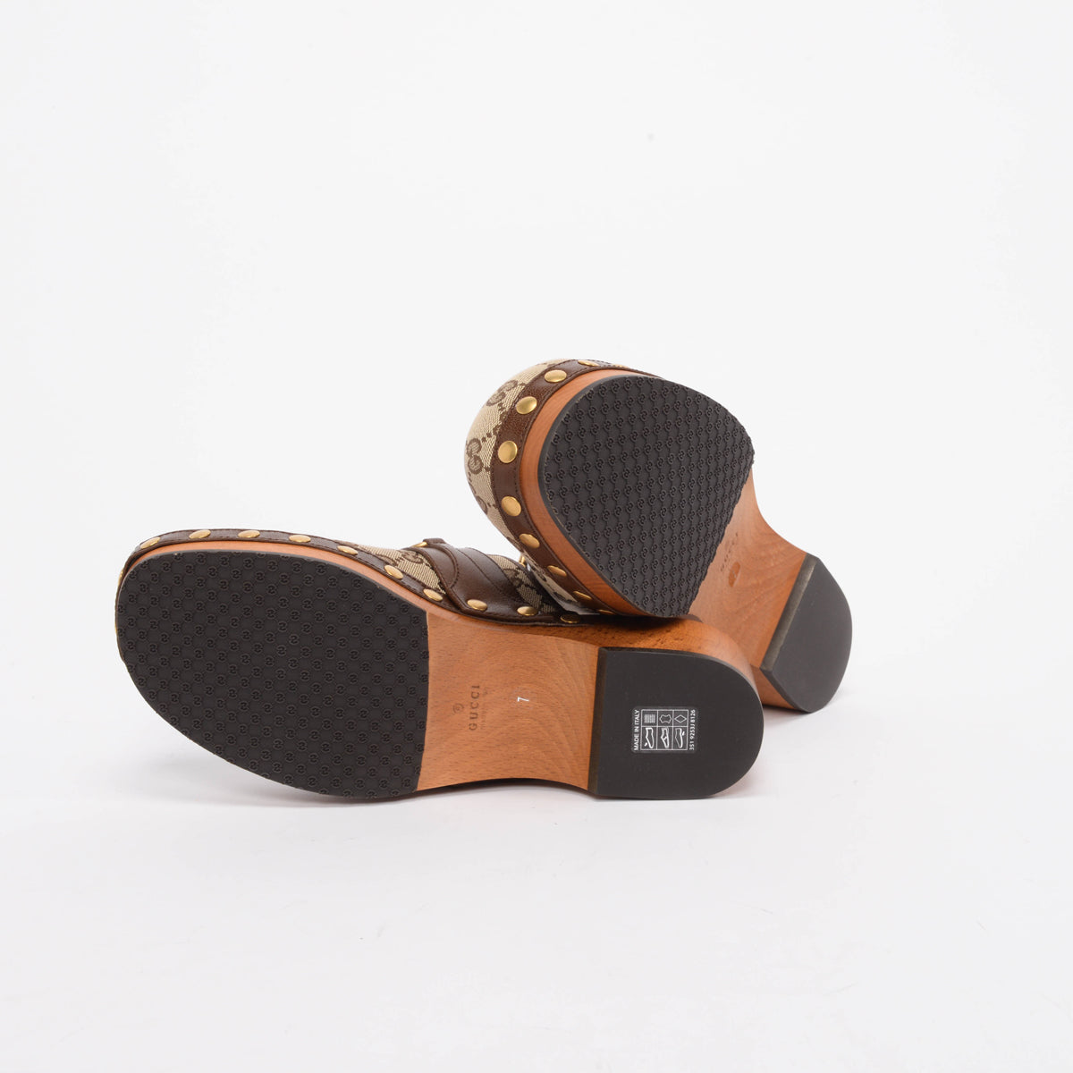 Gucci Brown GG Canvas Horsebit Clogs 40