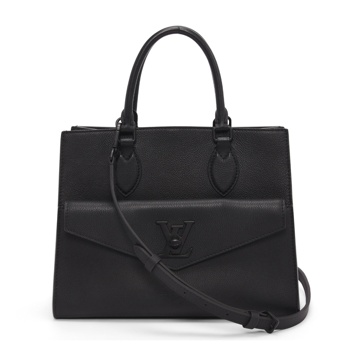 Louis Vuitton Black Grained Calfskin LockMe PM Tote