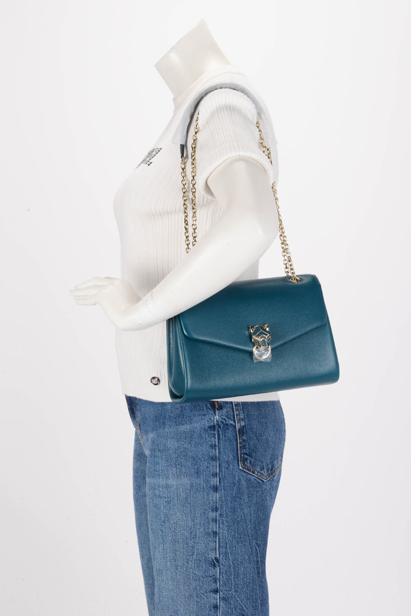 Cartier Teal Grained Calfskin Small Panthere de Cartier Bag