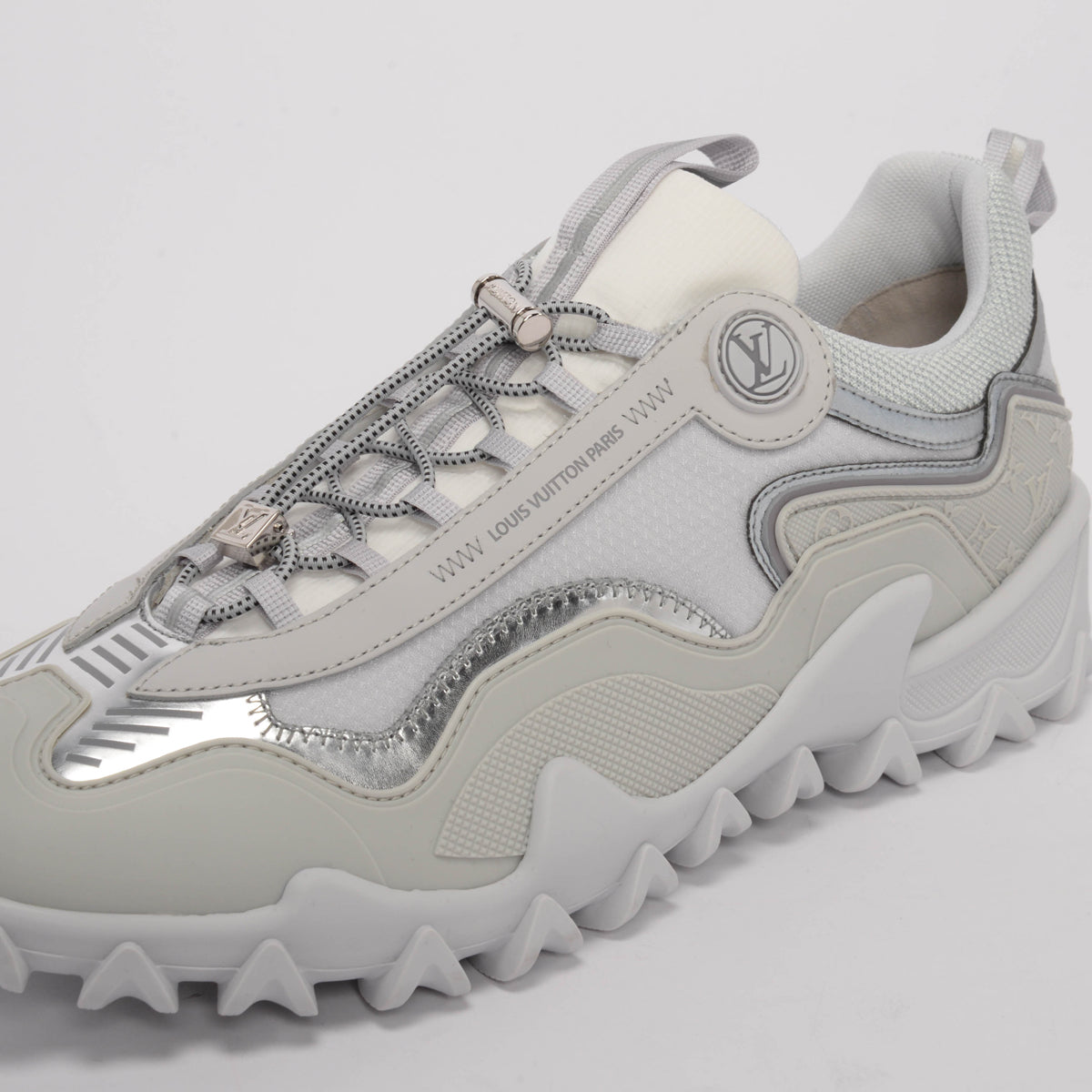 Louis Vuitton Silver Nylon Rush Sneakers 38