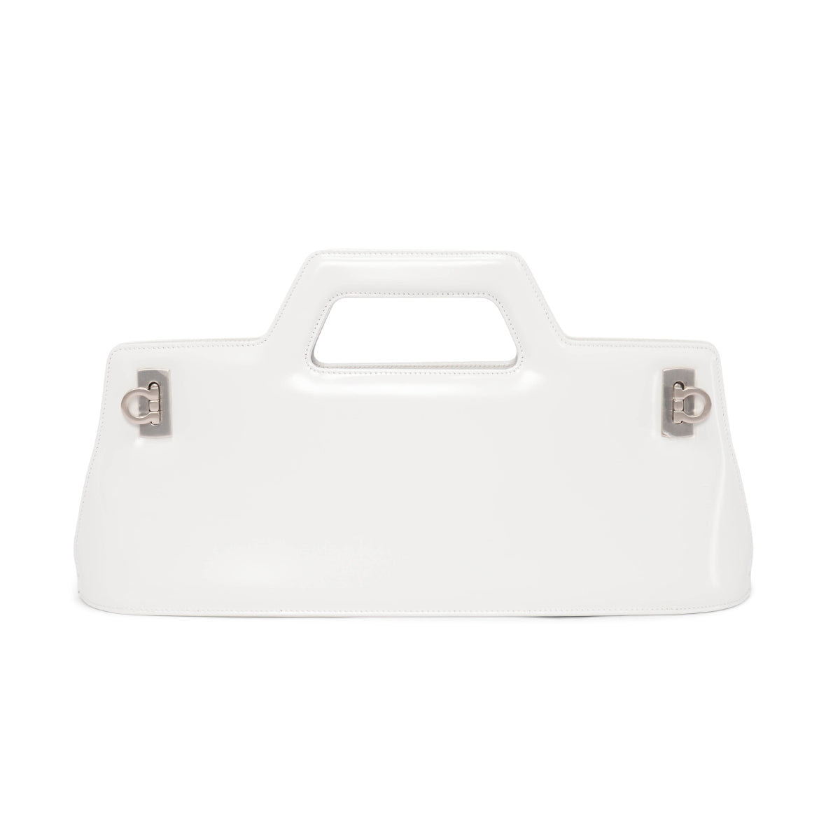 Ferragamo Optic White Hi-Shine Wanda East West Bag