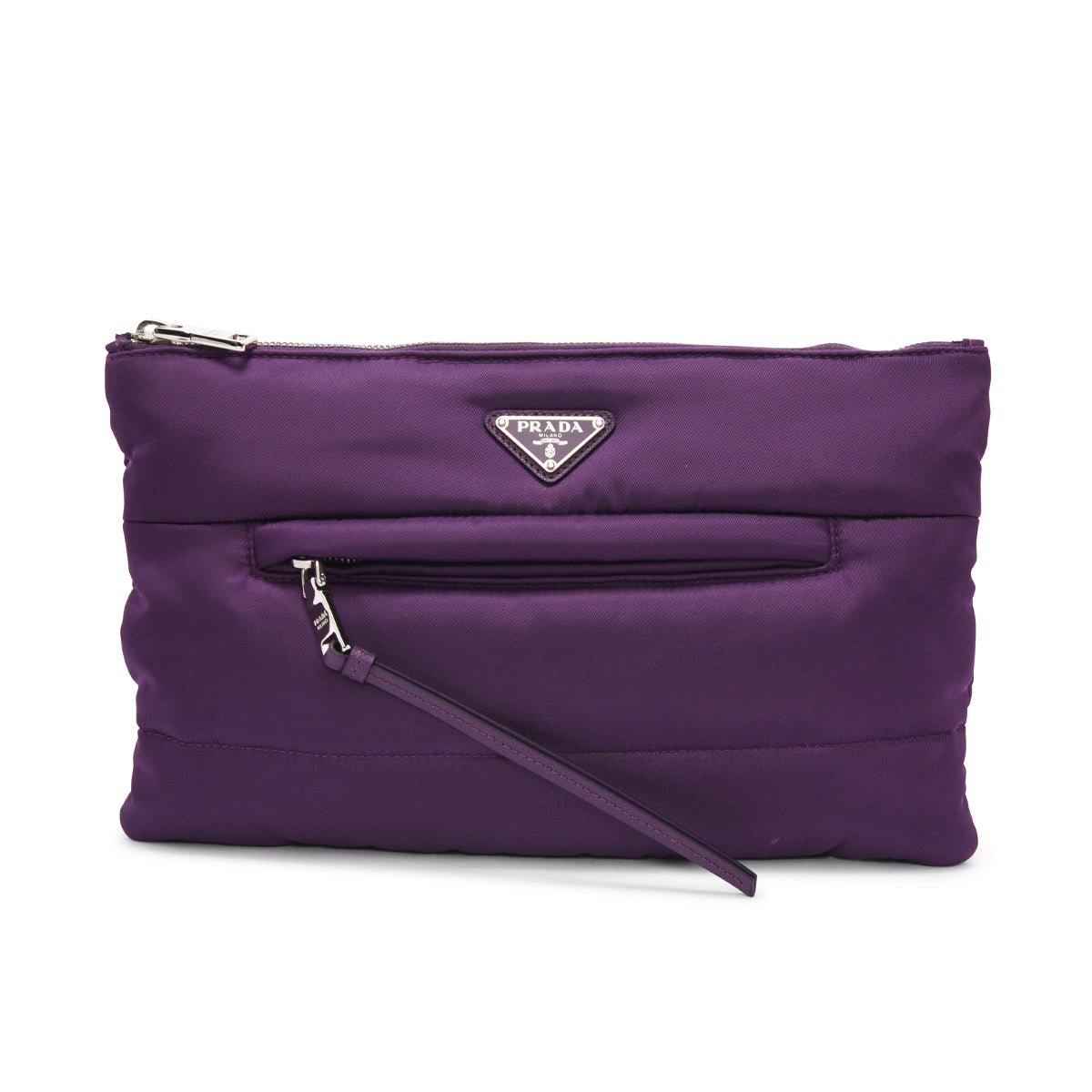 Prada Purple Quilted Nylon Bomber Clutch