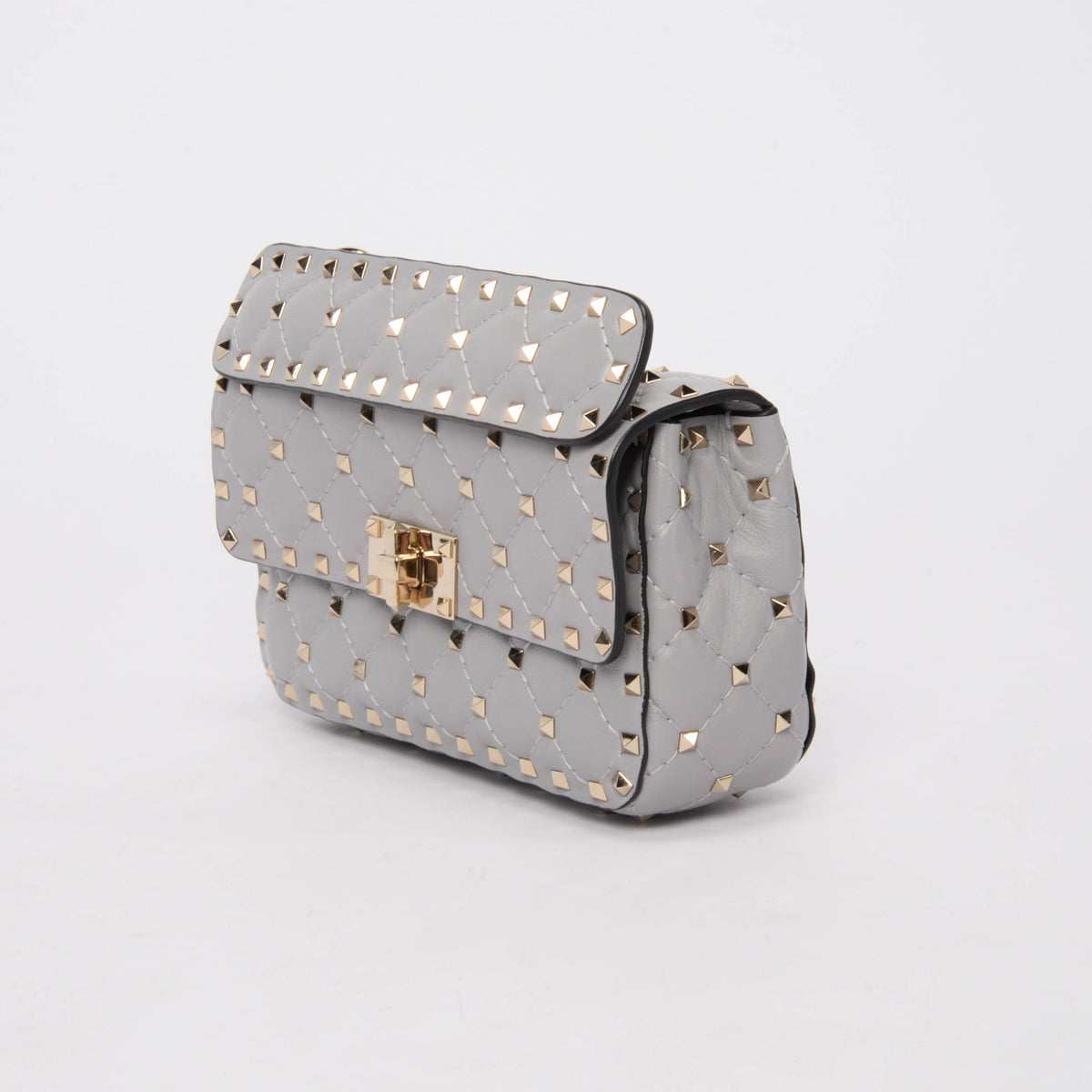 Valentino Grey Nappa Small Rockstud Spike Bag