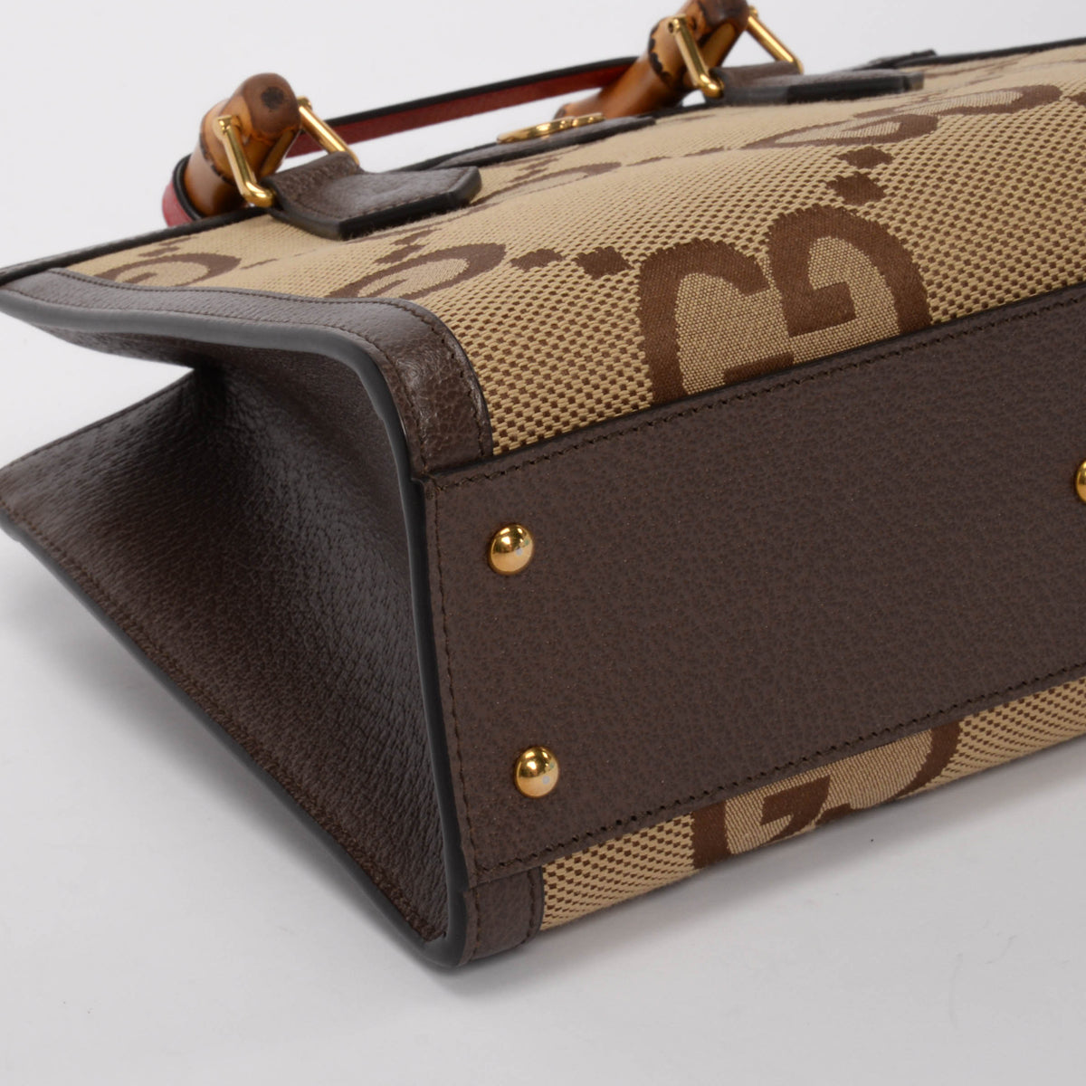 Gucci Brown Textured Dollar Calfskin Jumbo GG Small Diana Bag