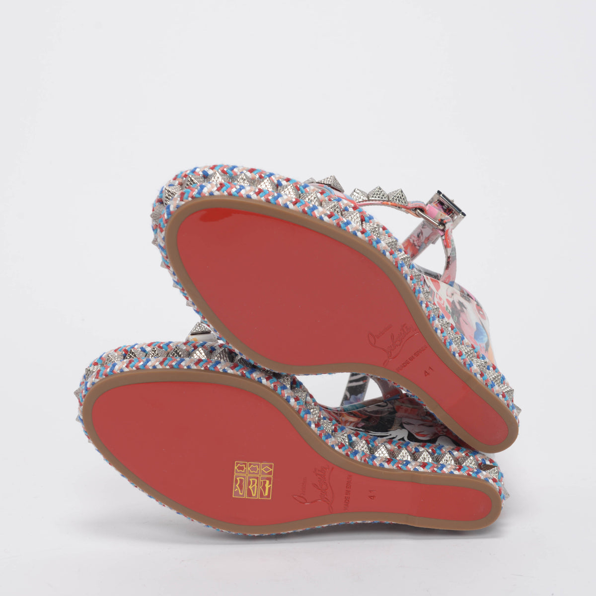 Christian Louboutin Multi Colour Patent Pyraclou Xtian Wedges 41