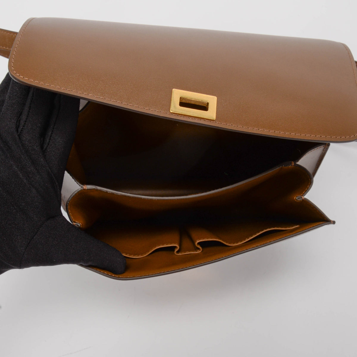 Celine Camel Box Calfskin Medium Classic Box Flap Bag