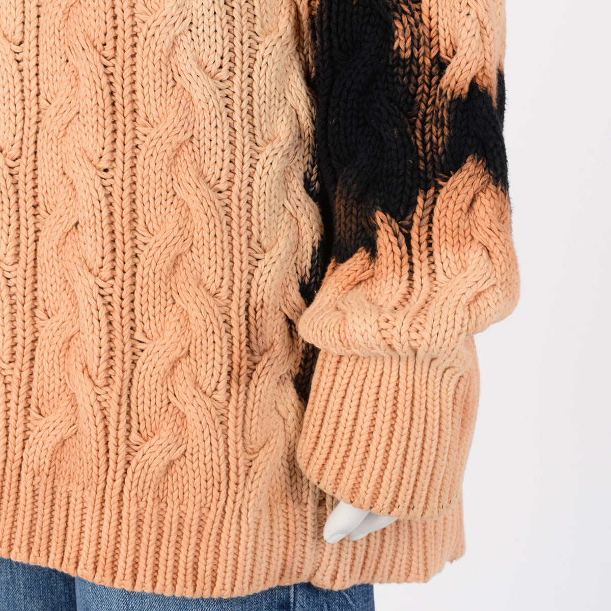 Balenciaga Bleached Black Cable Knit Turtle Neck Sweater XS