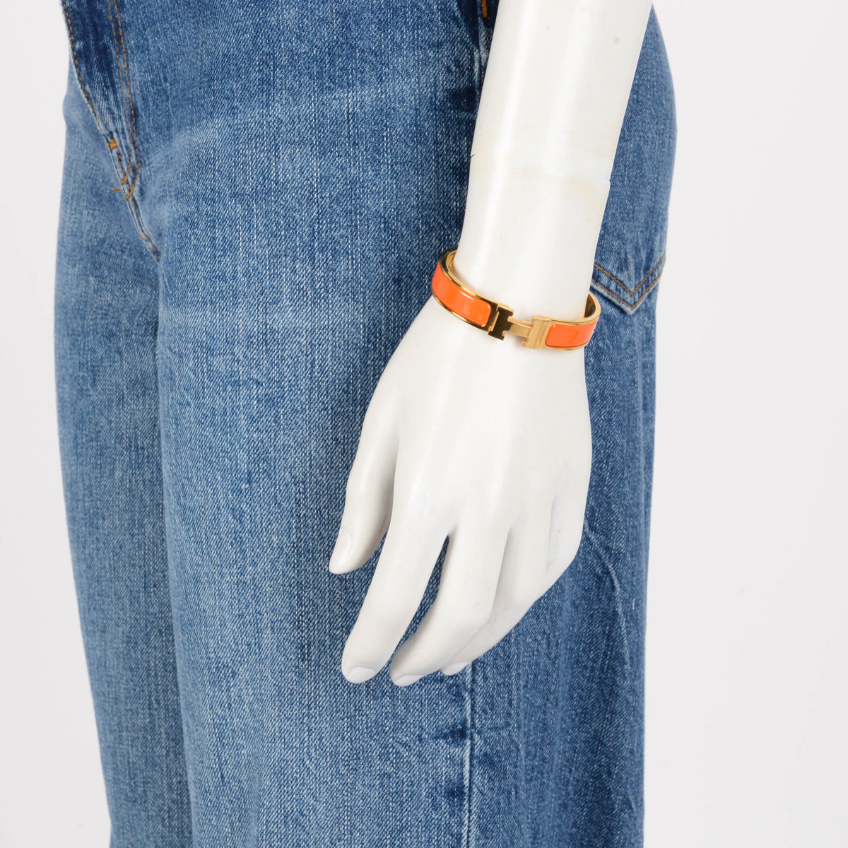 Hermes Orange Enamel Narrow Clic H Bracelet