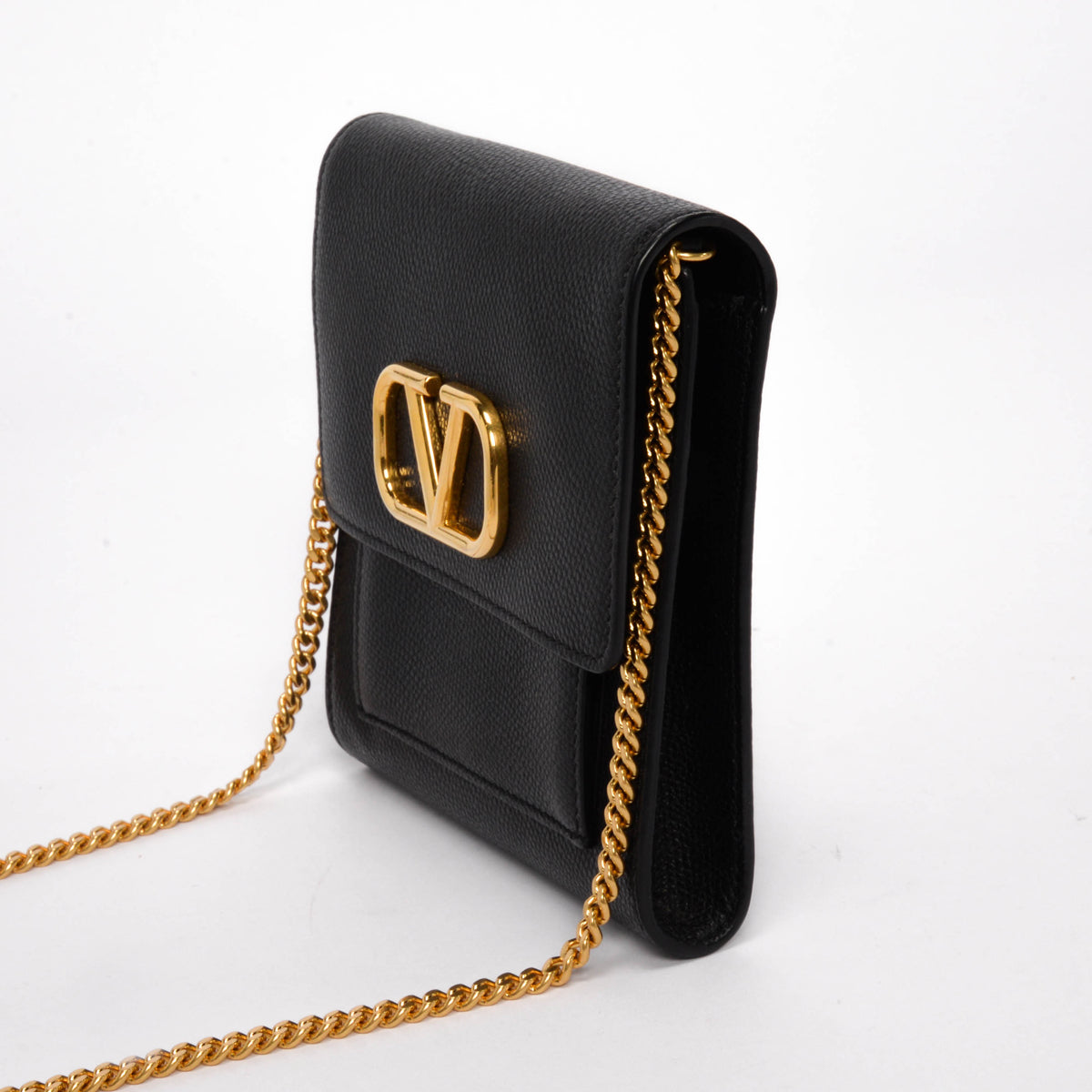 Valentino Black Grained Leather VSling Bag