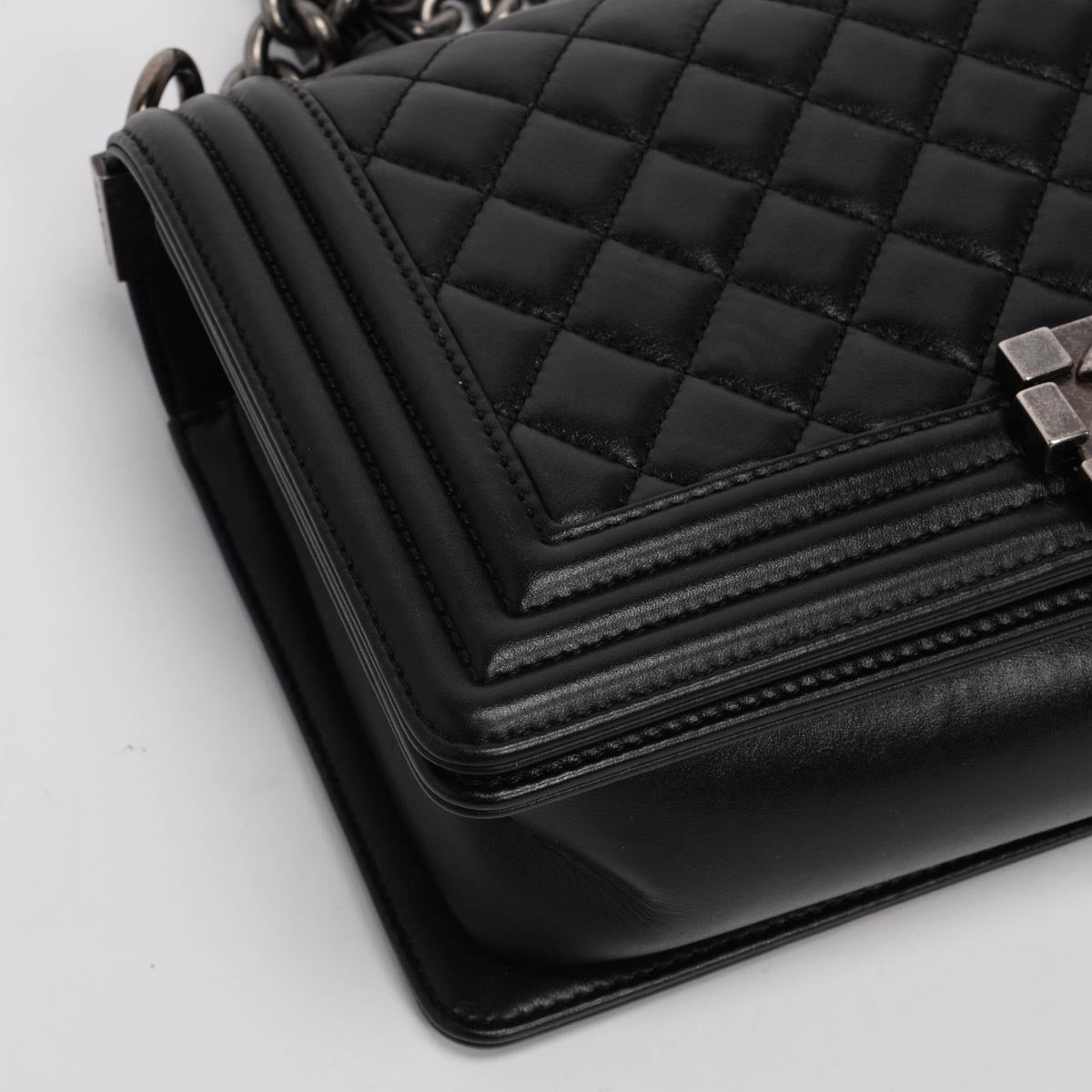 Chanel Black Quilted Lambskin New Medium Boy Bag