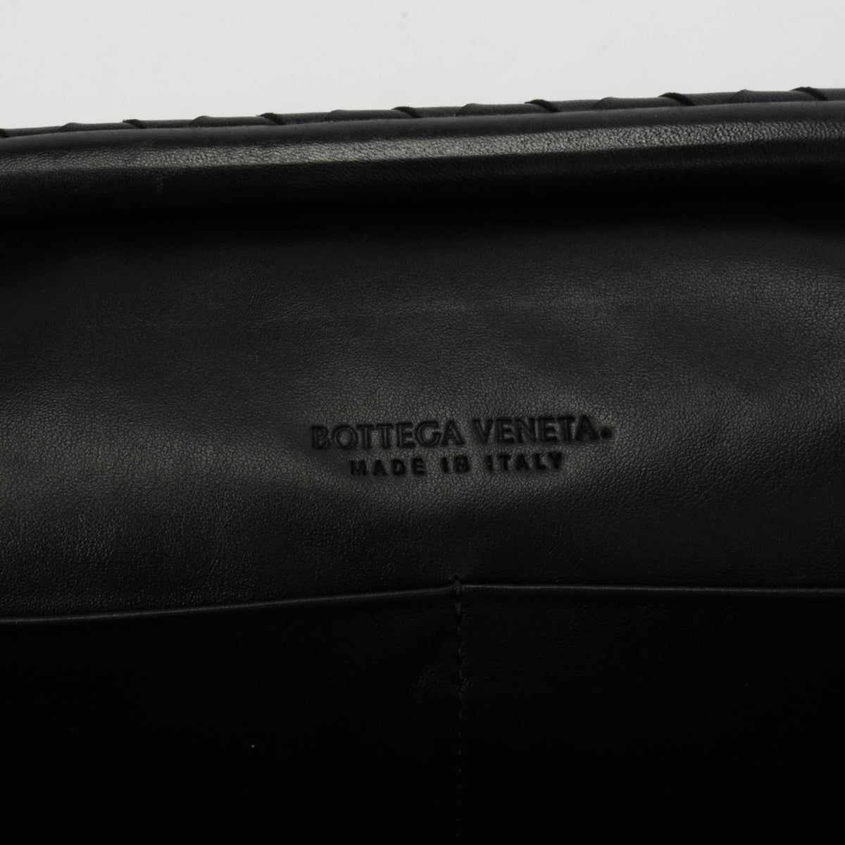 Bottega Veneta Black Intrecciato Lambskin Clasp Clutch