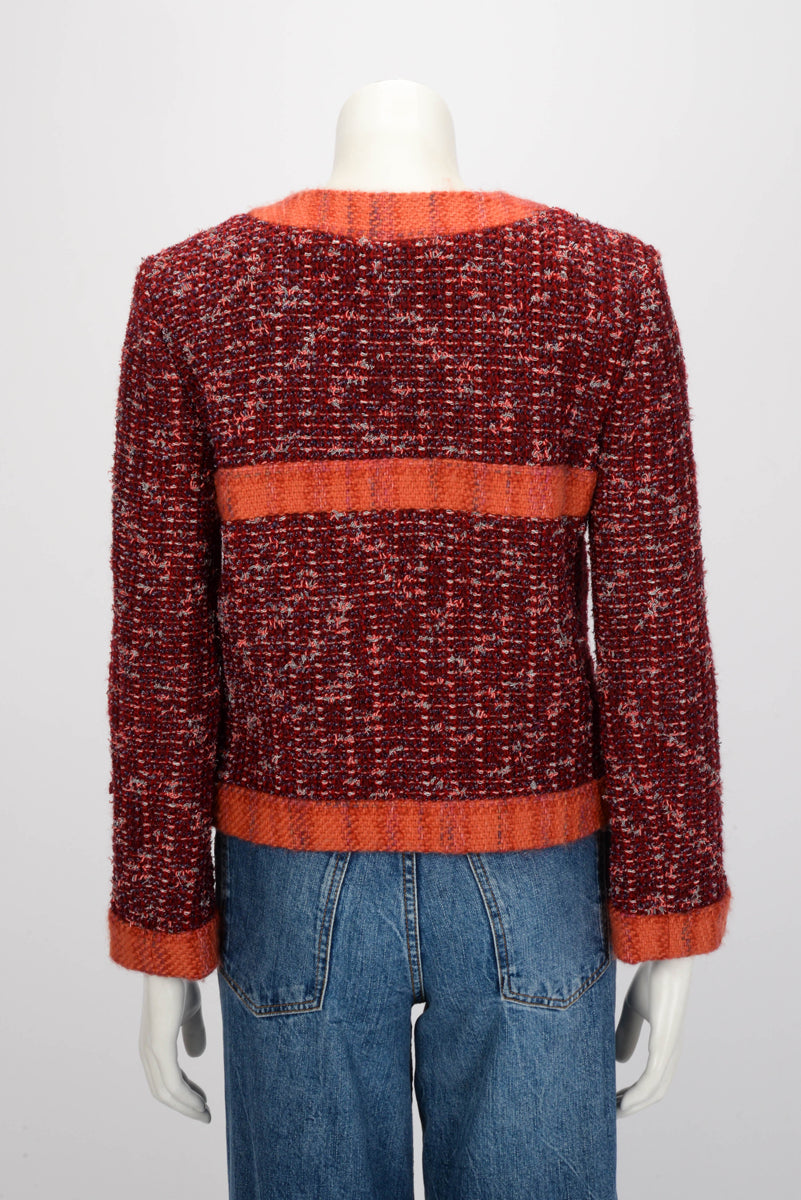 Chanel Red & Orange Fantasy Tweed Jacket FR 40