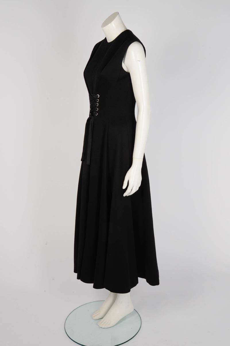 Alexander McQueen Black Cotton Jersey Corset Midi Dress IT 40