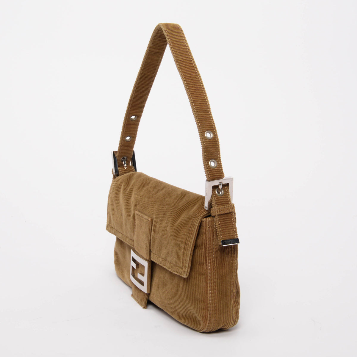 Fendi Camel Corduroy Baguette Bag