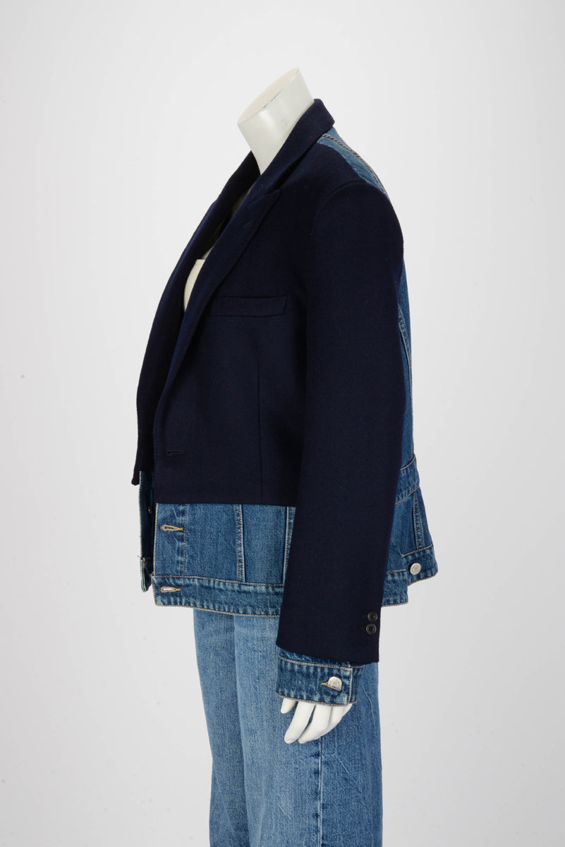 Alexander McQueen Navy Hybrid Denim Jacket 52