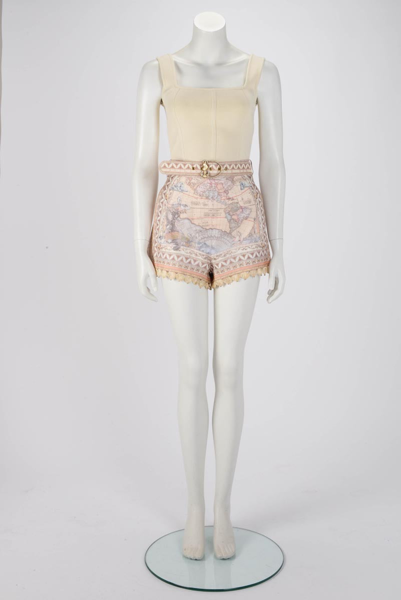 Zimmermann Odyssey Print High Tide Belted Shorts 0