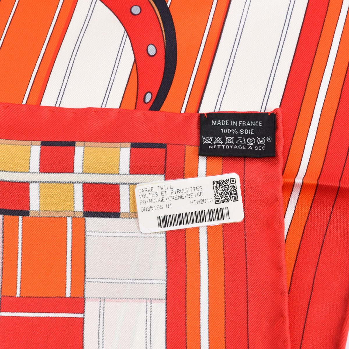 Hermes Red Silk Voltes Et Pirouettes Scarf 90
