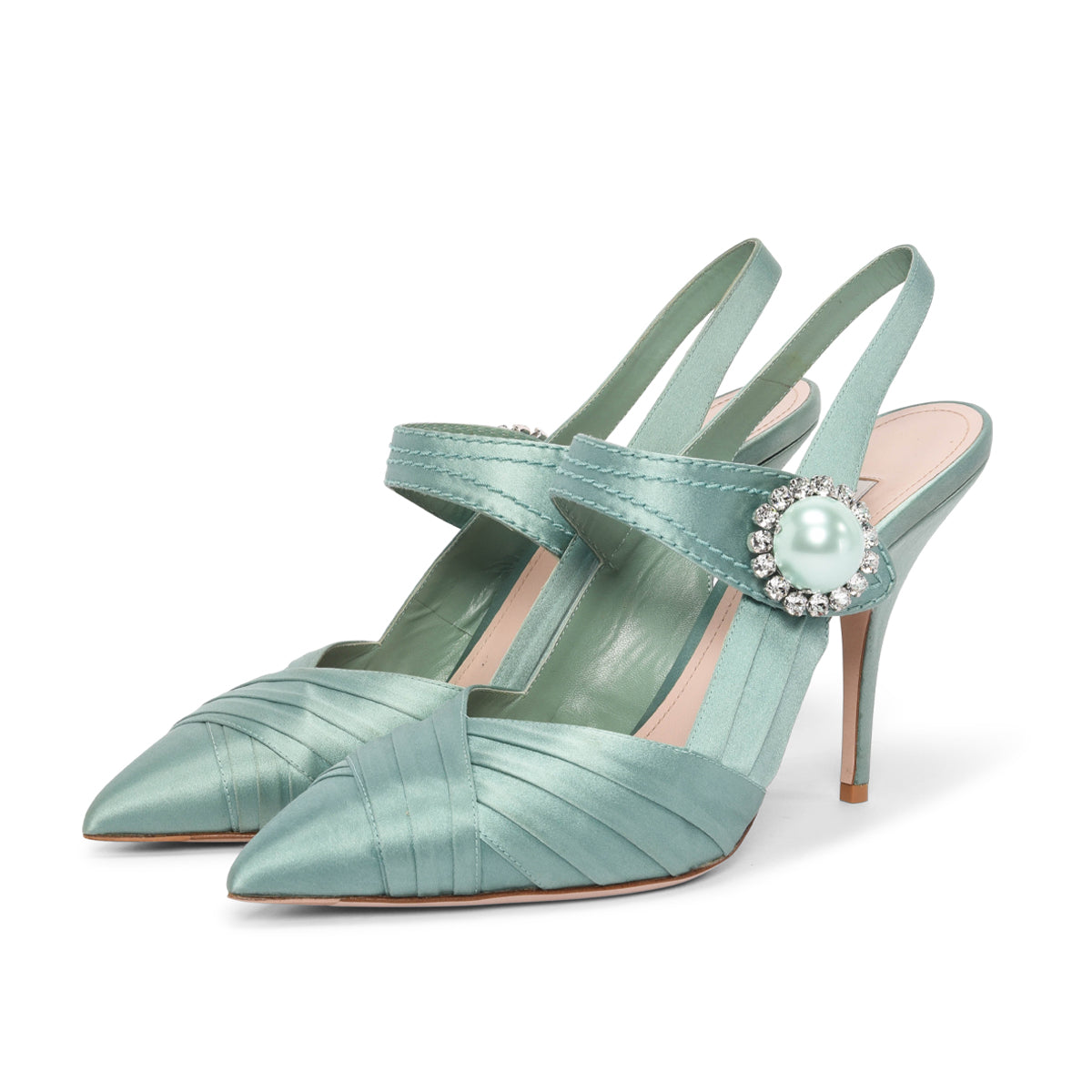 Miu Miu Mint Satin Cross Pumps 41