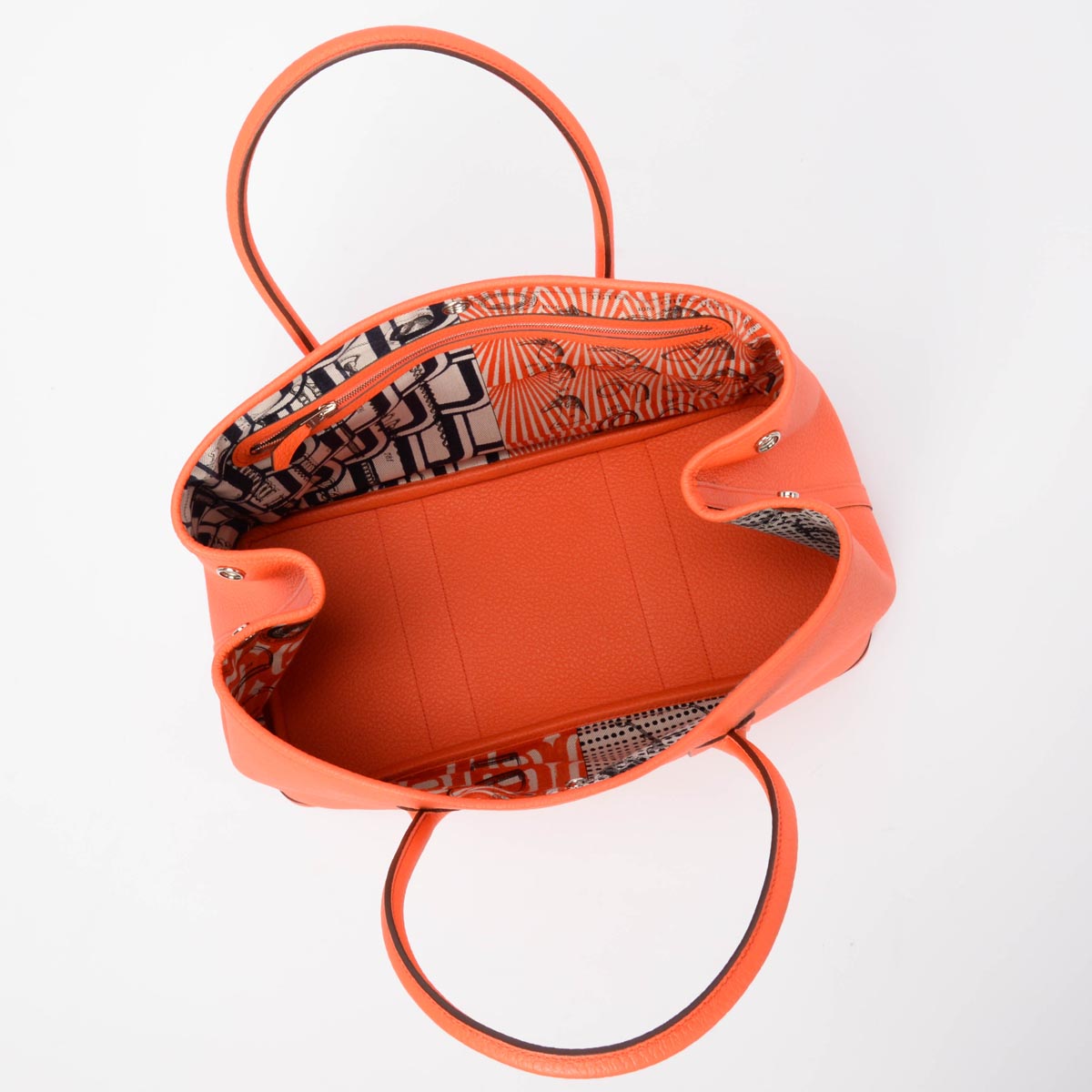 Hermes Orange Poppy Negonda Canvas Lined Garden Party 36