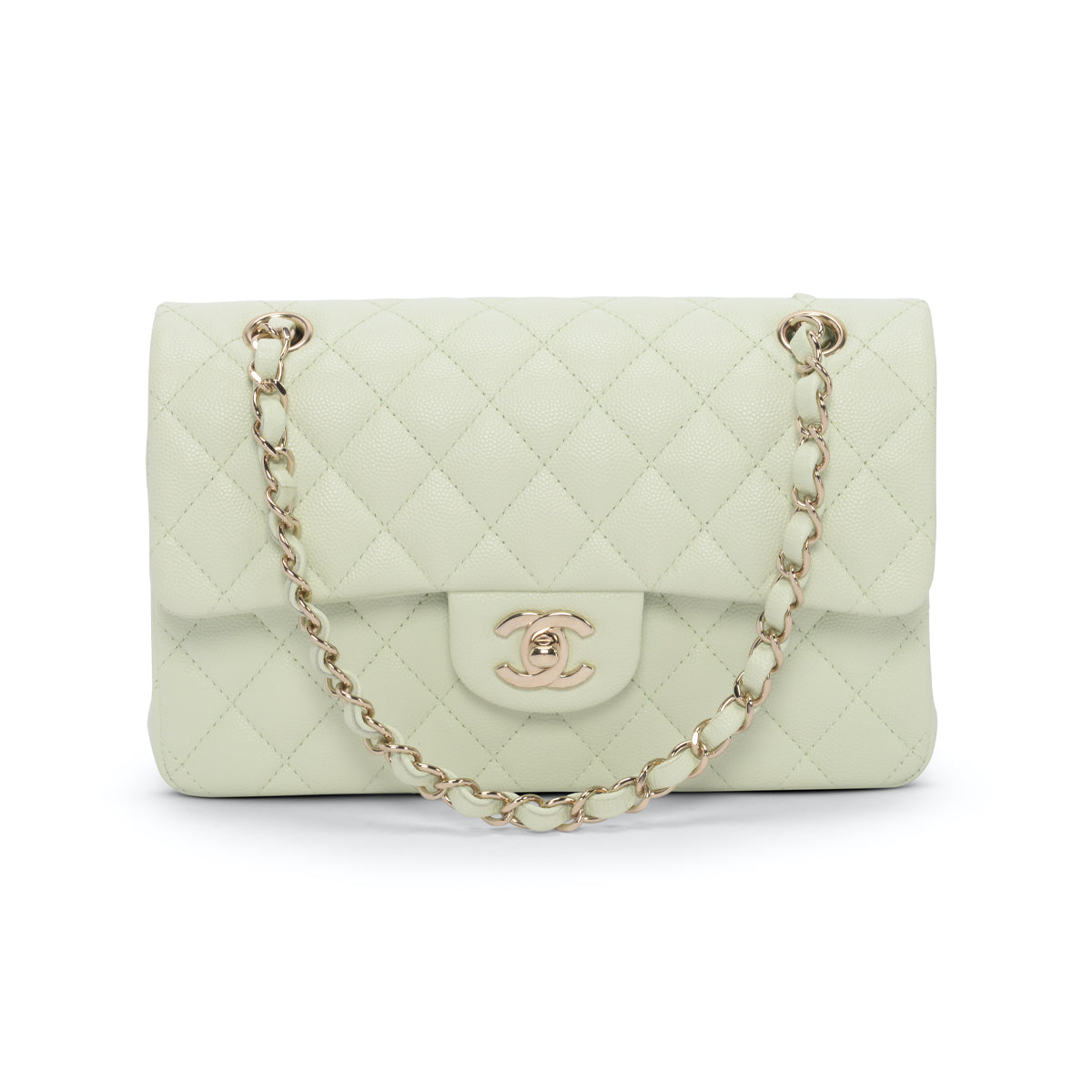 Chanel Mint Green Caviar Small Classic Double Flap Bag