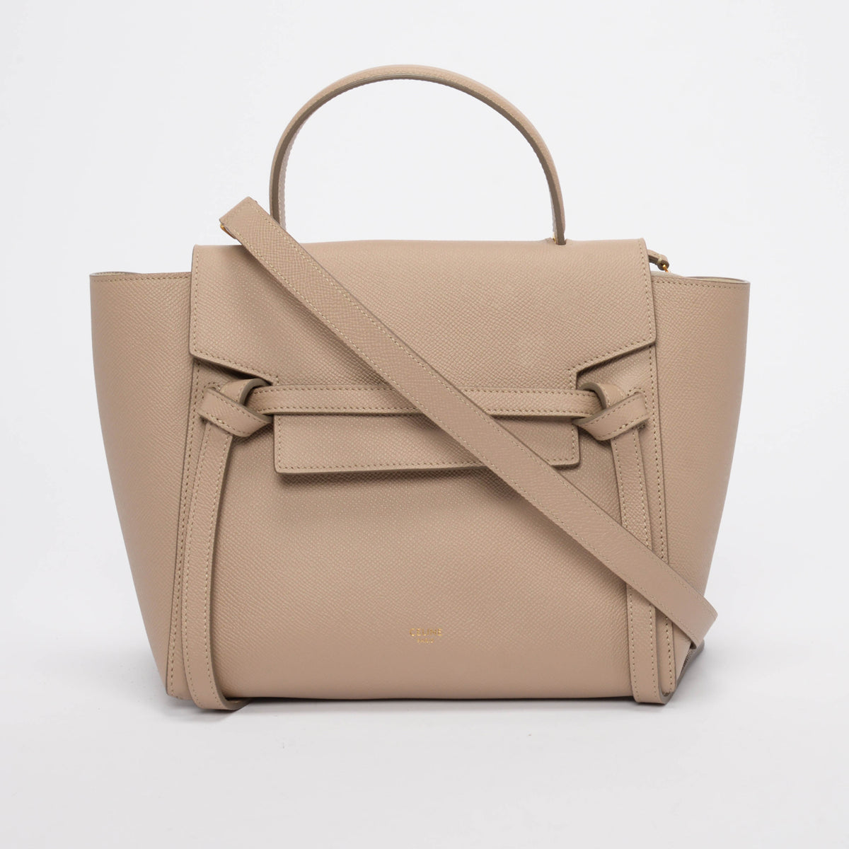 Celine Beige Grained Calfskin Micro Belt Bag