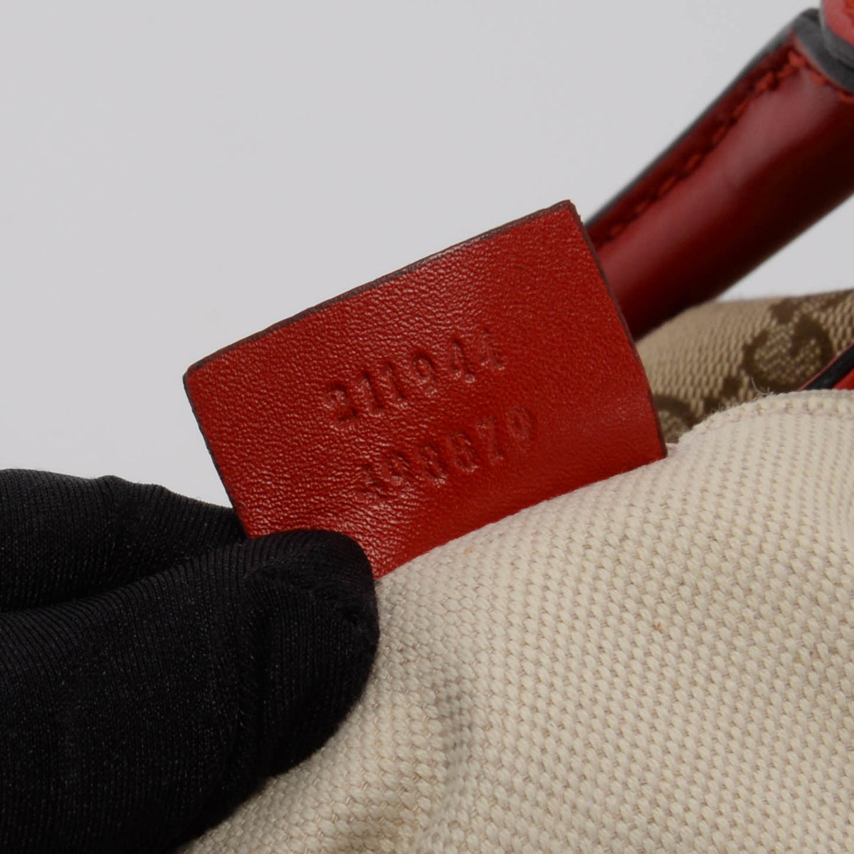 Gucci Beige & Red GG Canvas Sukey Tote