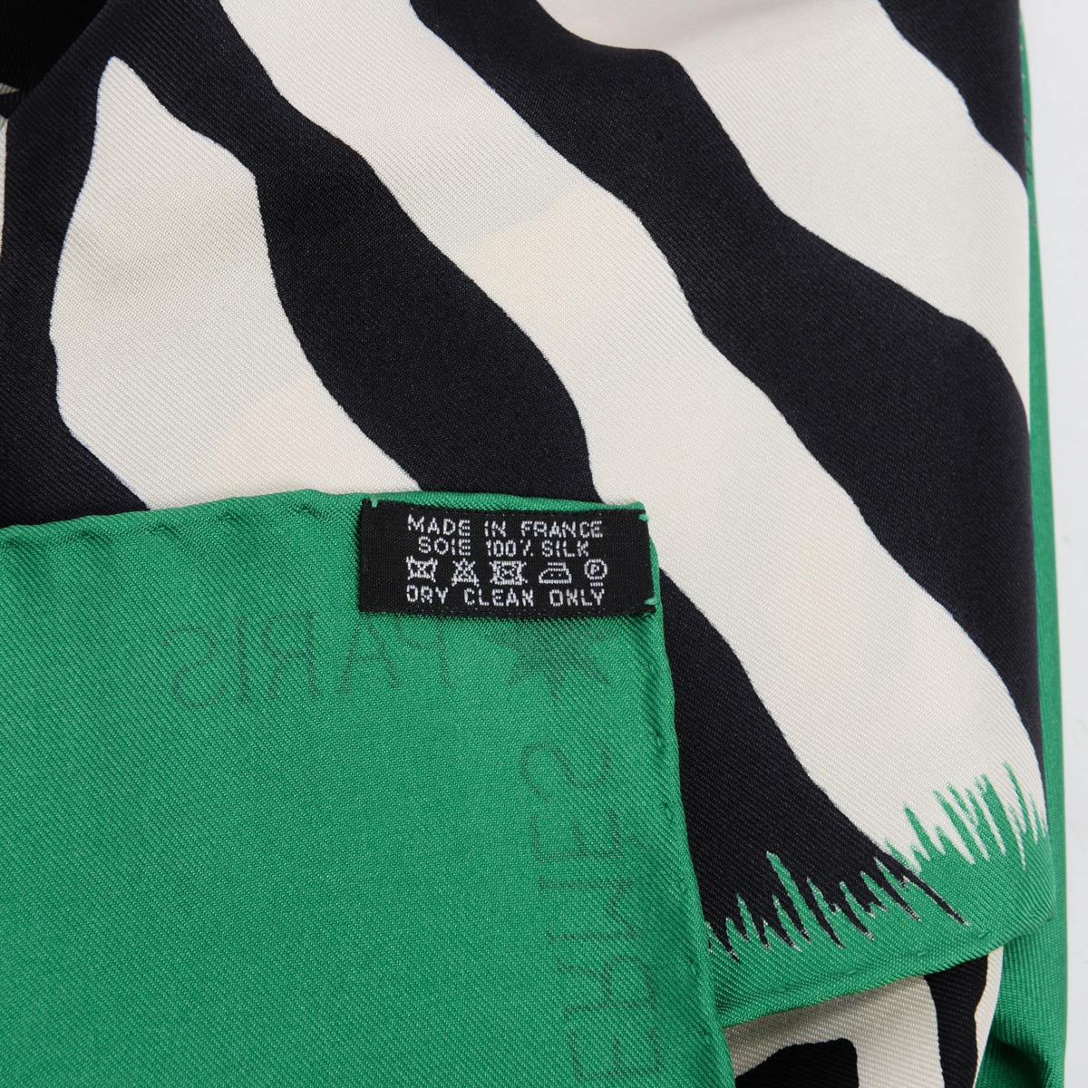 Hermes Green Silk Zebra Pegasus Scarf