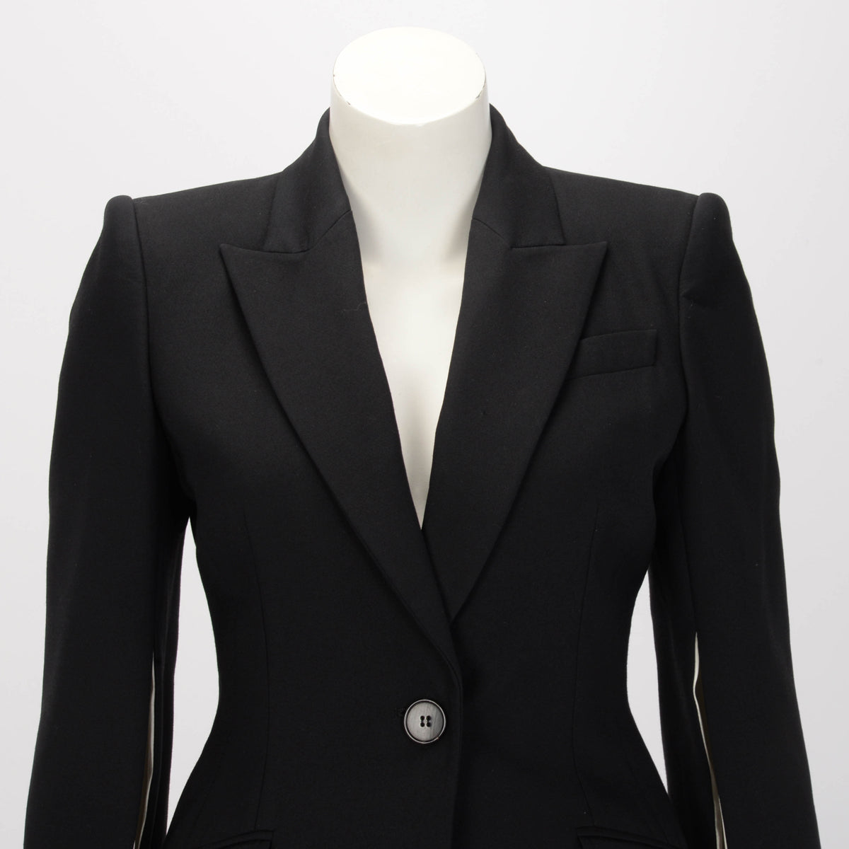 Alexander McQueen Black Wool Blend Split Sleeve Jacket IT 38