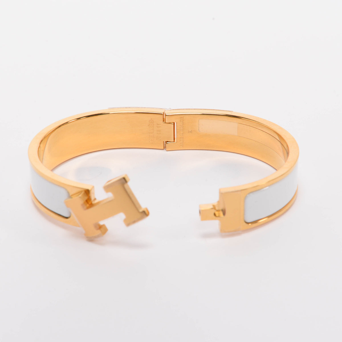 Hermes Blanc Gold Plated Enamel Clic H Bracelet