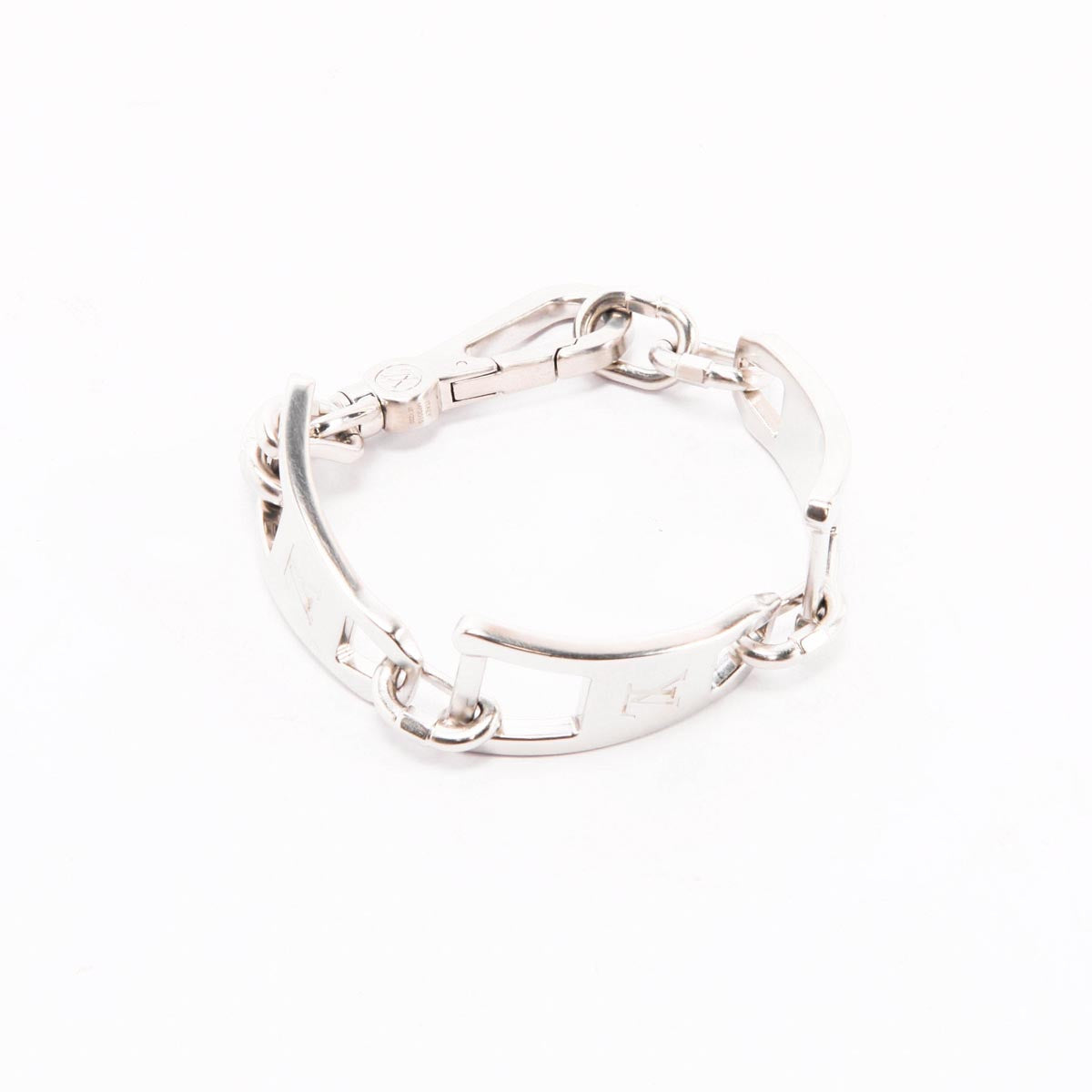 Louis Vuitton Silver Logo Zipper Link Bracelet