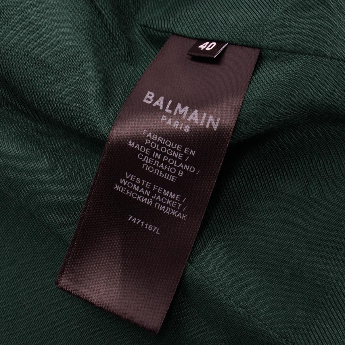Balmain Green Wool Double Breasted Longline Jacket IT 40