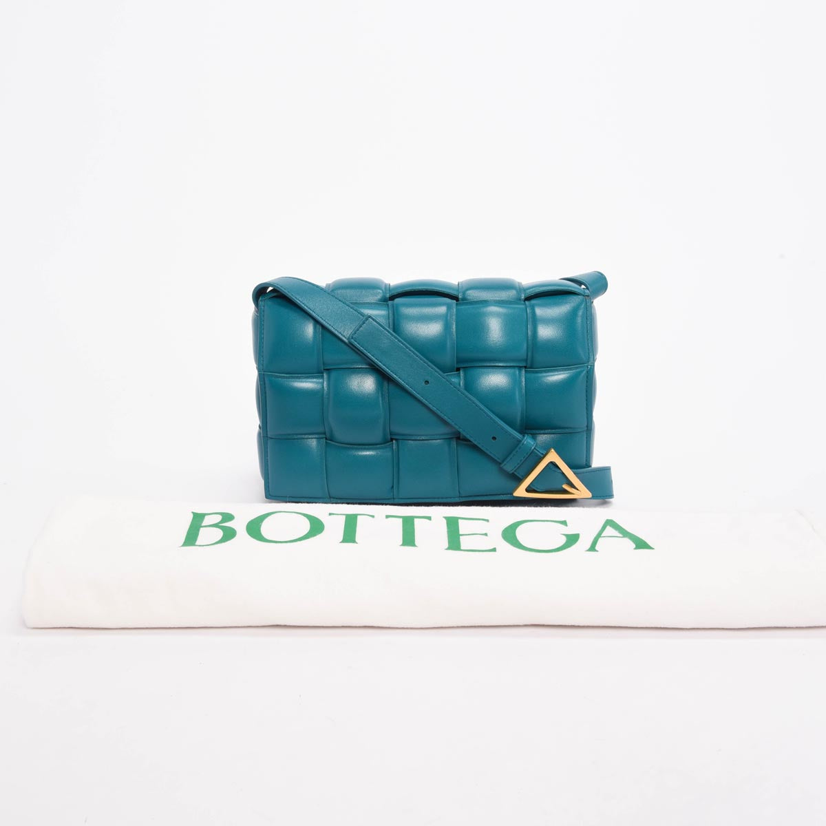 Bottega Veneta Turquoise Intreccio Lambskin Padded Cassette Bag