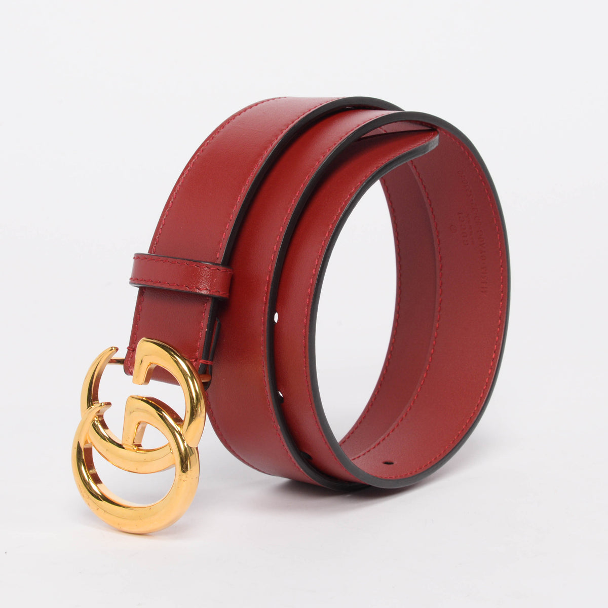 Gucci Red Leather GG Buckle Belt