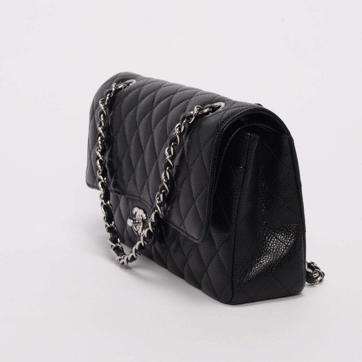 Chanel Black Quilted Caviar Medium Classic Flap Bag SHW