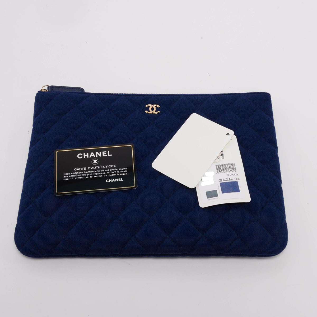 Chanel Cobalt Quilted Jersey Medium O-Case