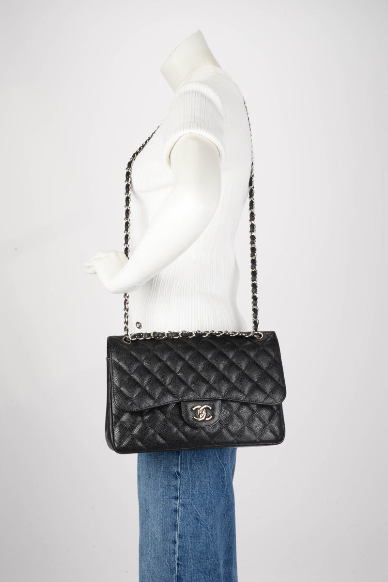 Chanel Black Quilted Caviar Large Classic Flap Bag