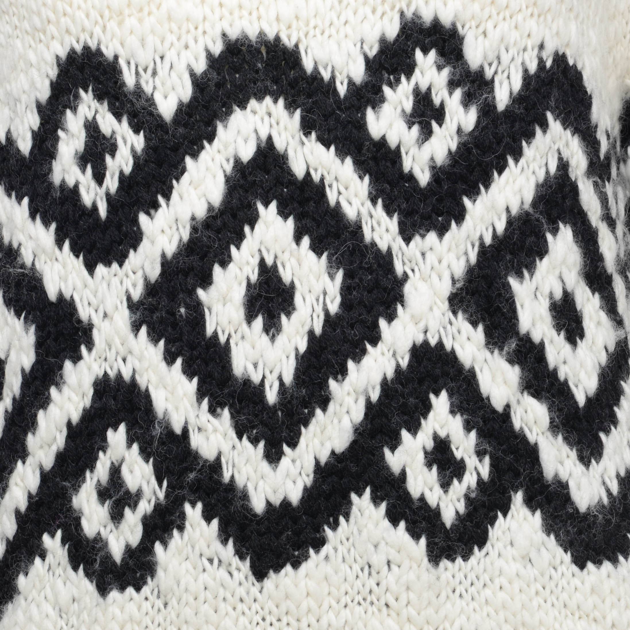 Moncler White & Black Boucle Chunky Knit Sweater M