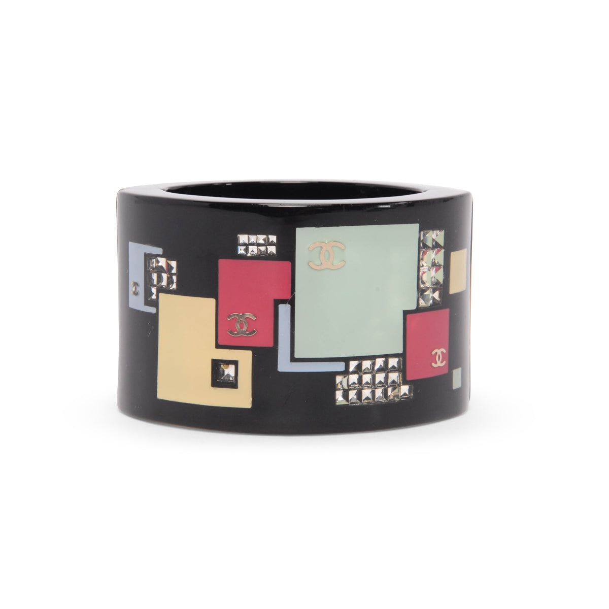 Chanel Multi Colour Resin & Crystal Geometric CC Cuff