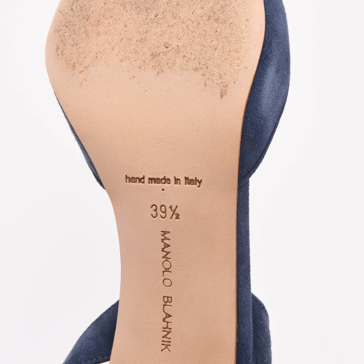 Manolo Blahnik Blue Suede Maysli Buckle Slingbacks 39.5