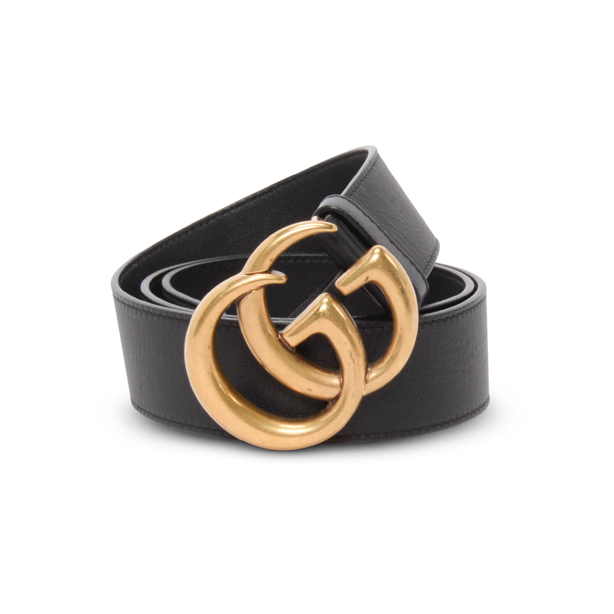 Gucci Black Leather GG Marmont Wide Belt