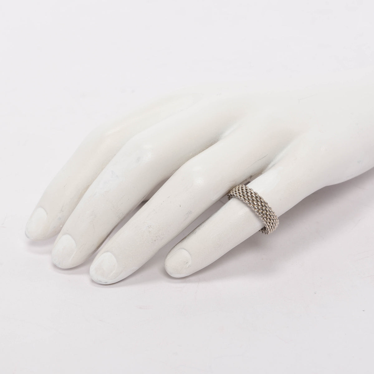 Tiffany & Co 18k White Gold Narrow Somerset Mesh Ring