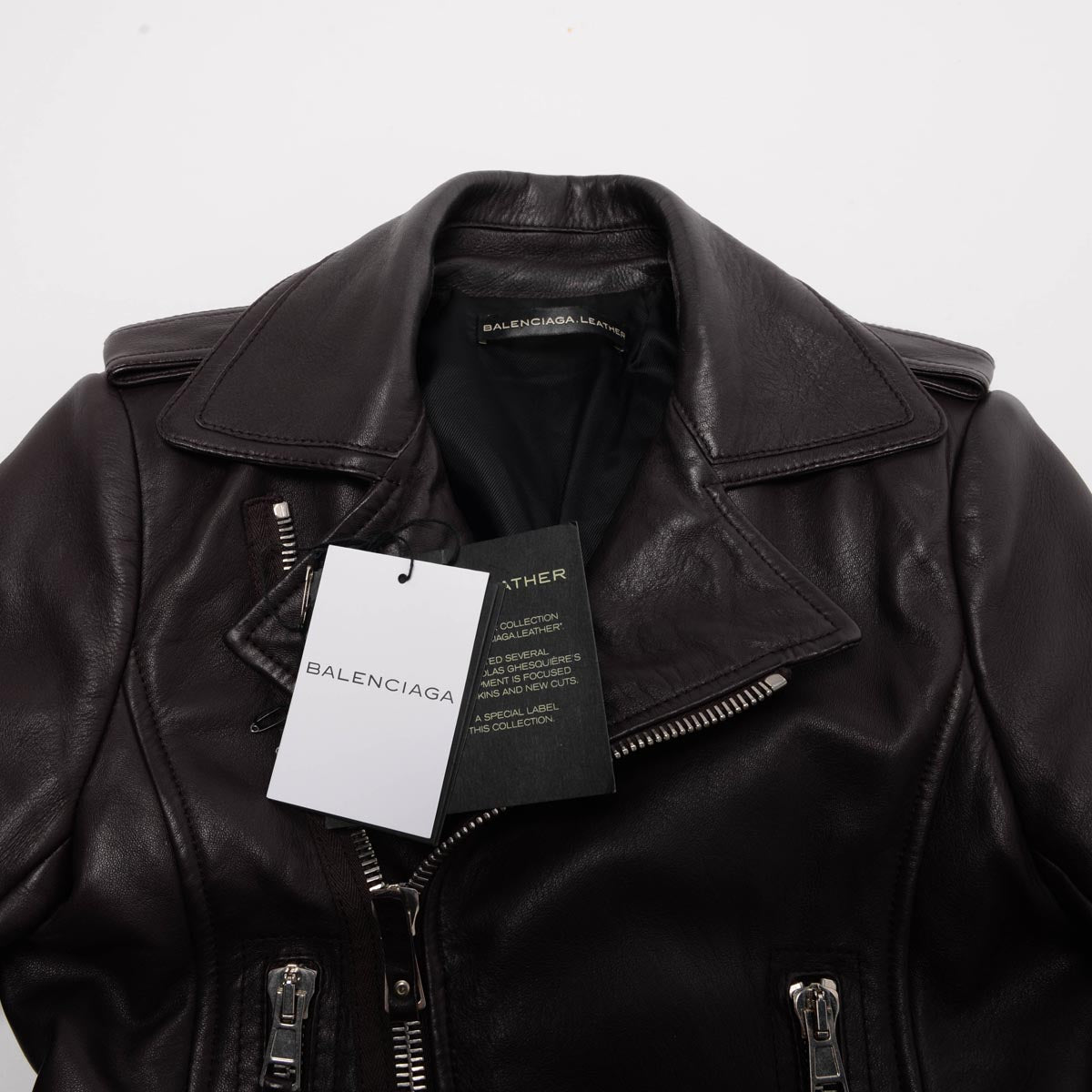 Balenciaga Brown Lambskin Motorcycle Jacket FR 36