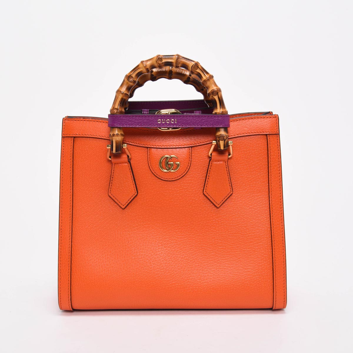 Gucci Orange Grained Leather Medium Diana Bag