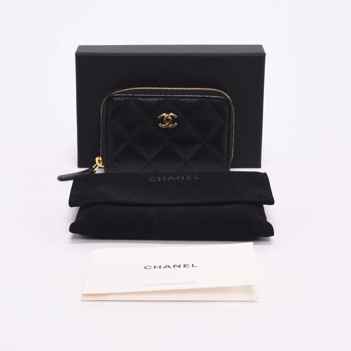 Chanel Black Quilted Caviar Classic Zipped Coin Purse