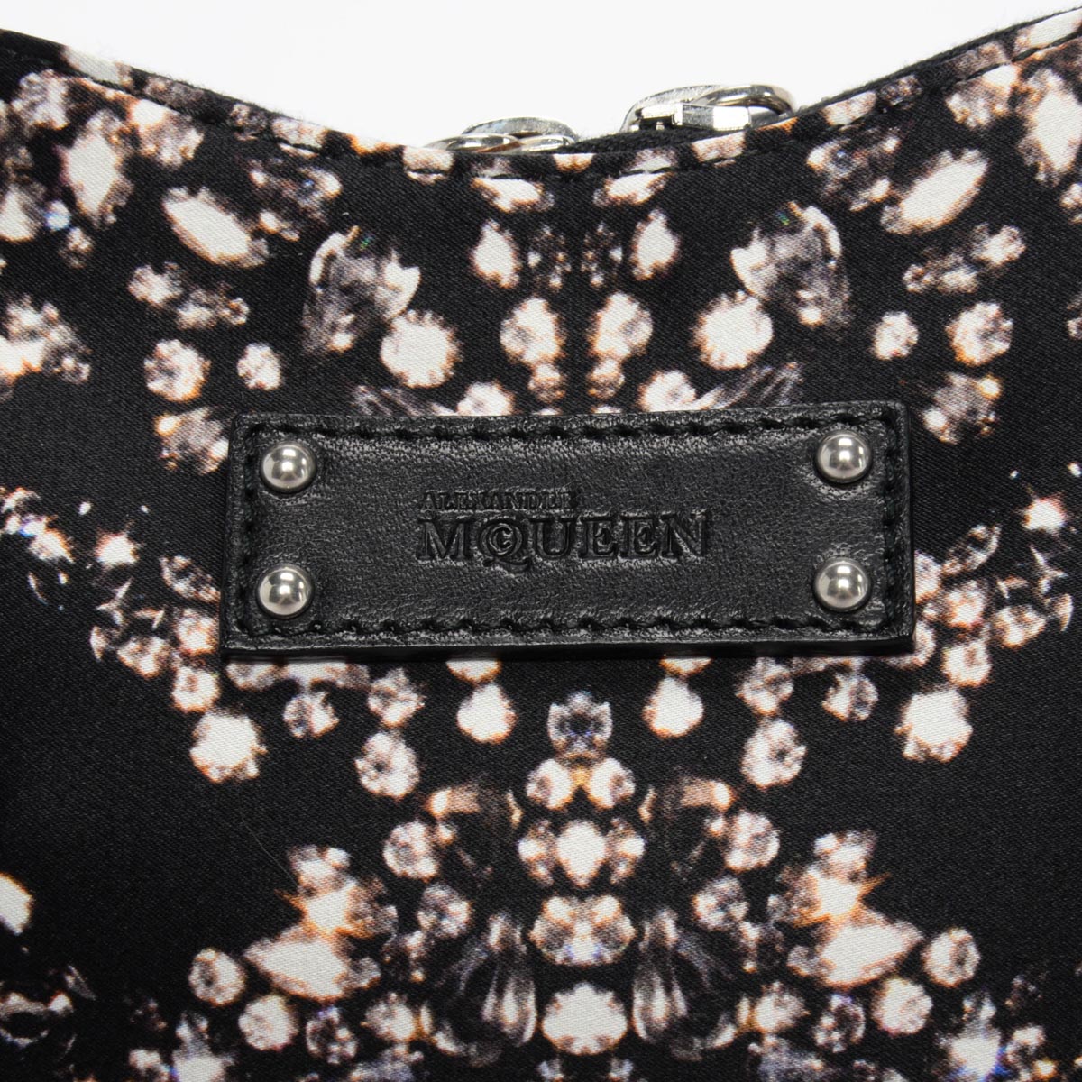 Alexander McQueen Black Satin Jewellery Print De Manta Clutch