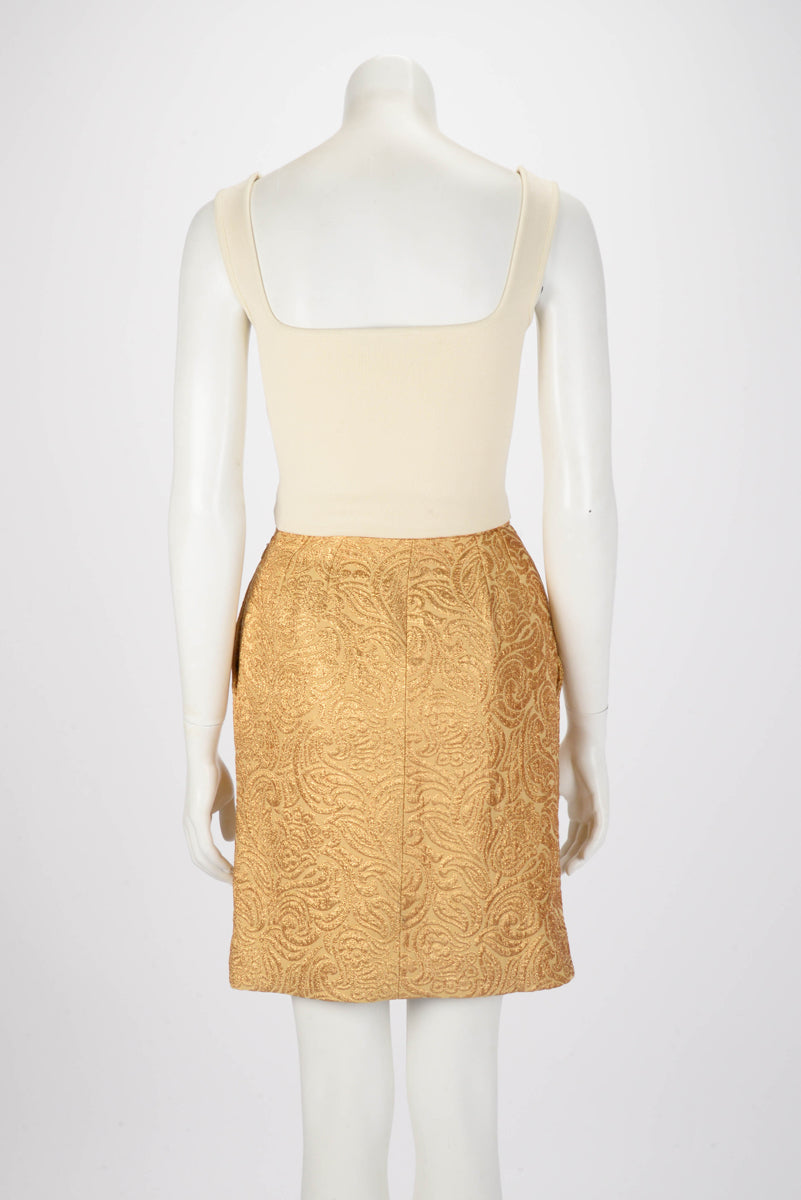 Gold skirt suit best sale