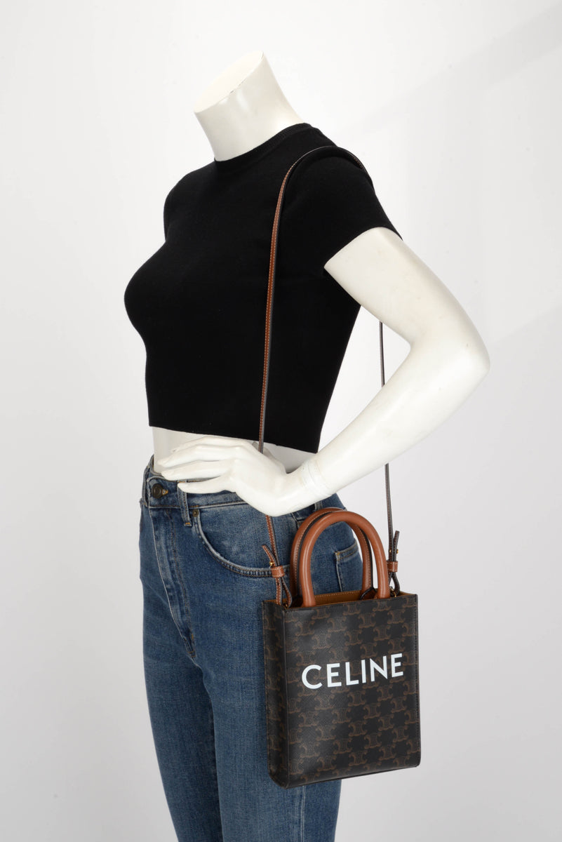Celine Tan Triomphe Canvas Mini Vertical Cabas Tote