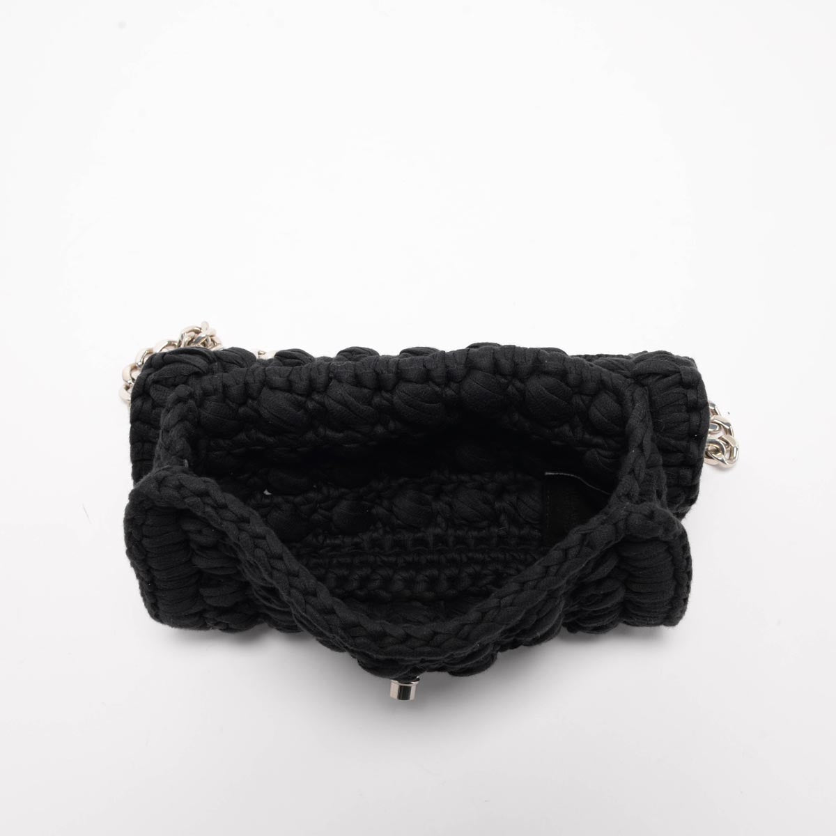 Bottega Veneta Black Crochet Chain Shoulder Bag